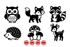 Cute Woodland Animals Vector Clipart Product Image 1