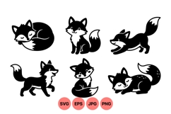 Cute Fox Silhouette Clipart Design For Crafts Product Image 1