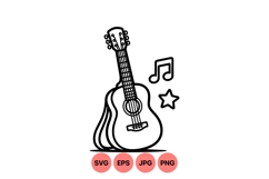 Hand Drawn Acoustic Guitar Music Clipart Illustration Product Image 1