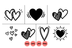 Hand Drawn Heart Doodle Clipart For Valentines Product Image 1