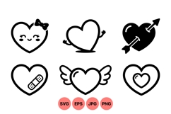Hand Drawn Cute Heart Vector Icons Svg Product Image 1