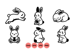 Hand Drawn Cute Bunny Svg Character Illustrations Product Image 1