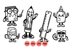 Cute Cartoon School Supplies Clipart Illustration Product Image 1