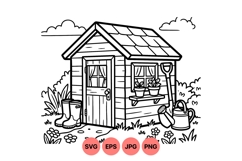 Hand Drawn Garden Shed Clipart For Crafts Product Image 1