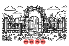 Hand Drawn Rustic Garden Gate Clipart Design Product Image 1