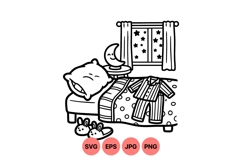 Hand Drawn Cozy Bedtime Room Clipart Illustration Product Image 1