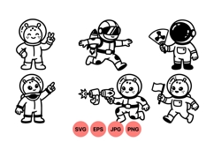 Hand Drawn Cute Space Explorer Cartoon Clipart Product Image 1
