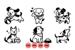 Hand Drawn Cute Puppy Cartoon SVG Clipart Product Image 1