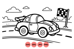 Hand Drawn Racing Car SVG Clipart For Kids Product Image 1