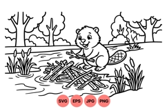 Cute Beaver Animal Clipart Design For Crafts Product Image 1