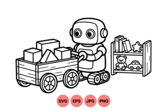 Line Art Robot Kids Toy Illustration Design Product Image 1