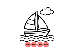 Minimalist Sailboat Line Art Svg Design For Crafts Product Image 1