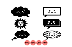 Kawaii Weather And Chat Bubble Vector Icons Product Image 1