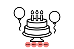 Hand Drawn Birthday Cake And Balloon Clipart Product Image 1