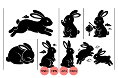 Silhouette Bunny SVG Illustrations For Holiday Crafts Product Image 1