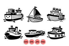 Adorable Cartoon Boat Clipart For Kids Projects Product Image 1