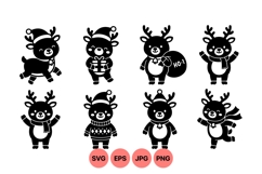 Cute Christmas Reindeer Holiday SVG Clipart Product Image 1