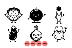 Hand Drawn Cute Vegetable Character Clipart Product Image 1
