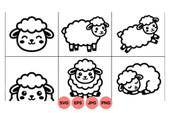 Cute Cartoon Sheep Vector Clipart Illustrations Product Image 1