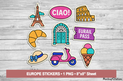 Travel Y2K Stickers PNG, Europe Vacation Clipart for Planner Product Image 1