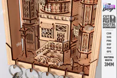 European Alley Key Holder Laser Cut | Wall Decor | Key Rack Product Image 2