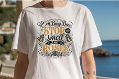 Even Busy Bees Stop and Smell the Roses Funny Bee Shirt Product Image 2