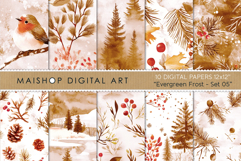 Warm Ochre Watercolor Winter Forest Paper Product Image 1