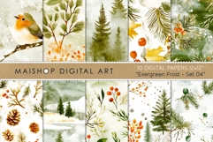 Evergreen Frost Forest Green Winter Backgrounds Product Image 1
