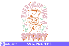 Halloween Coffee Hand-drawn SVG PNG T-shirt Design Product Image 1