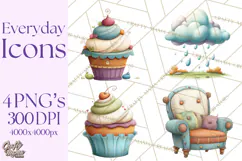 Pastel Everyday Icons Clipart PNG, Home And Lifestyle Png Product Image 1