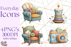 Pastel Everyday Icons Clipart PNG, Home And Lifestyle Png Product Image 1