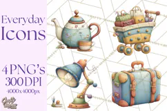 Pastel Everyday Icons Clipart PNG, Home And Lifestyle Png Product Image 1