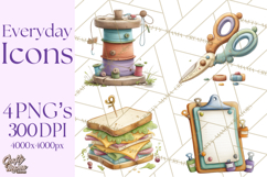 Pastel Everyday Icons Clipart PNG, Home And Lifestyle Png Product Image 1