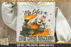 My life’s a hot mess express is a professional design that is available at 300dpi PNG to use for Sublimation, iron-on transfer, DTG Printing and normal printing.