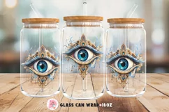 Tumbler Sublimation Evil Eye, 16 oz glass can wrap, Libbey 16 oz template, can glass beer