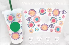 Retro flowers Starbucks Cup svg, evil eyes starbucks cup svg Product Image 1