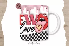 3D Retro Ew Love Inflated Mug Wrap | Valentine PNG Product Image 1