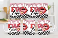 3D Retro Ew Love Inflated Mug Wrap | Valentine PNG Product Image 2