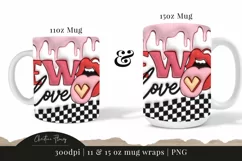 3D Retro Ew Love Inflated Mug Wrap | Valentine PNG Product Image 3