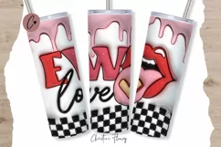 3D Inflated Retro Ew love Tumbler Wrap PNG Product Image 1