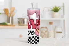 3D Inflated Retro Ew love Tumbler Wrap PNG Product Image 2