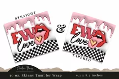 3D Inflated Retro Ew love Tumbler Wrap PNG Product Image 3