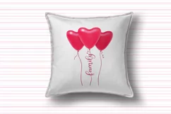 Heart balloons and Family quote Valentine sublimation design Product Image 3