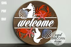 Beach House Welcome Sign SVG | Nautical Door Hanger SVG Product Image 1