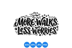 Playful More Walks Less Worries Dog Illustration Product Image 1