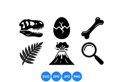 Black Prehistoric Fossil Vector Clipart Product Image 1