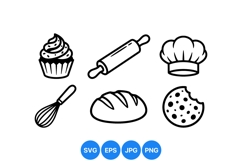 Hand Drawn Baking Tools Clipart For Kitchen Designs Product Image 1
