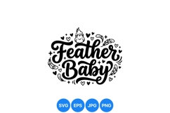 Hand Lettered Feather Baby SVG Clipart Design Product Image 1