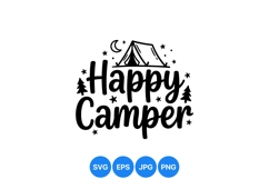 Happy Camper Illustration With Tent And Stars Design Product Image 1