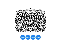 Hand Drawn Floral Howdy Honey Typography Design Product Image 1
